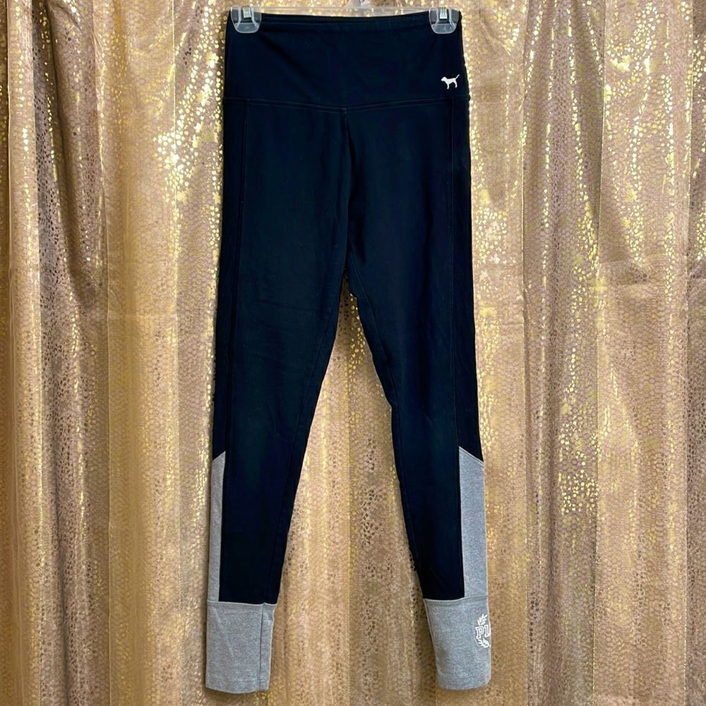 PINK Victoria’s Secret black/gray yoga leggings, size S